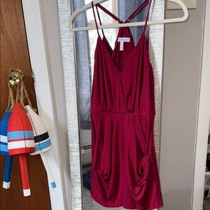 BCBGeneration Wine Red Strappy V-Neck Mini Dress